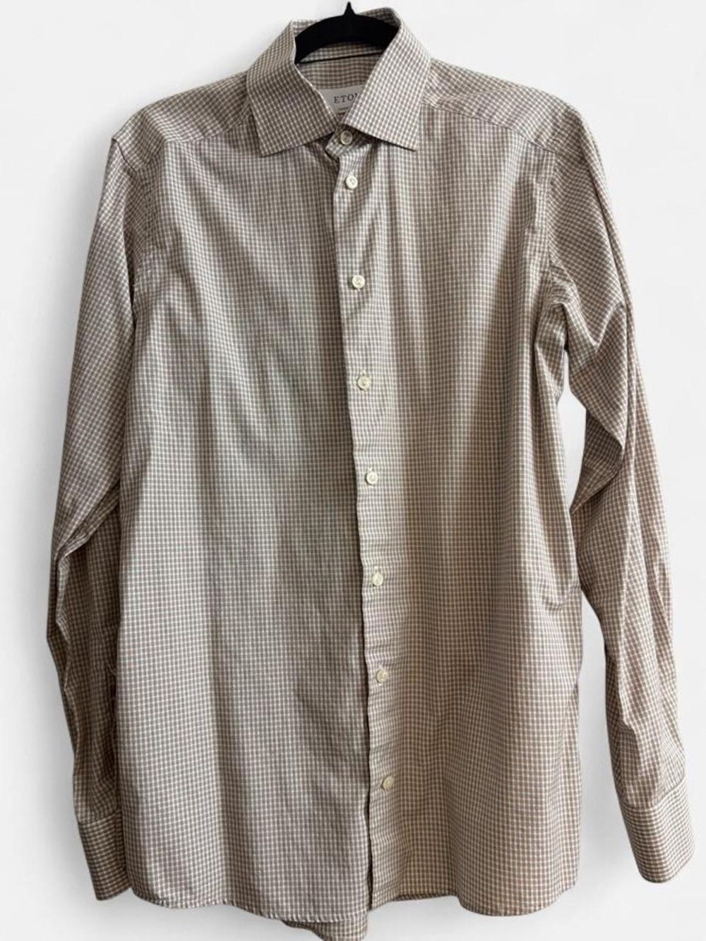 Eton Men's Small Brown Check Dress Shirt